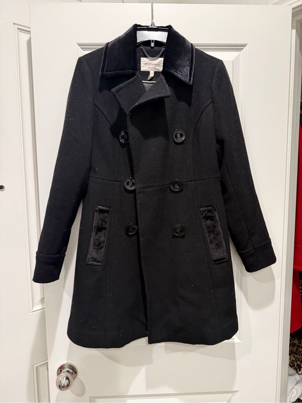 BCBGeneration Black Double-Breasted Pea Coat